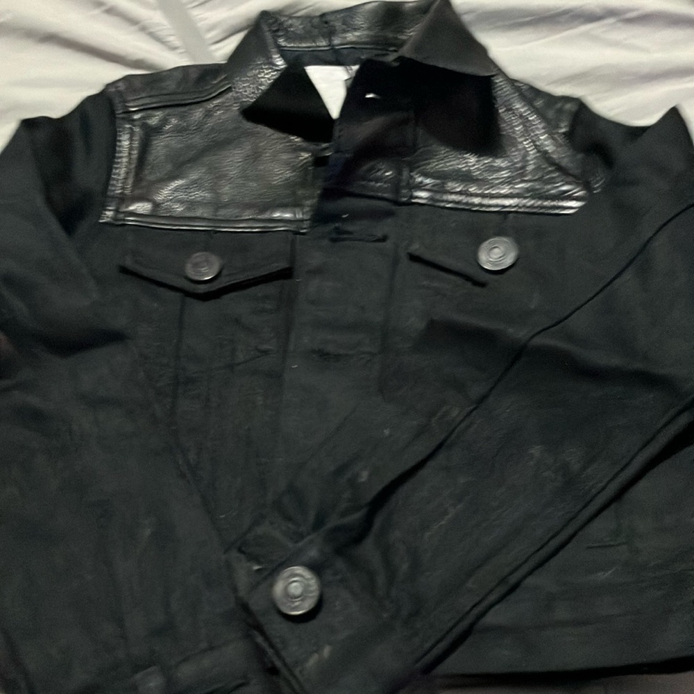 Black Leather Accent Jacket Burberry worn once !